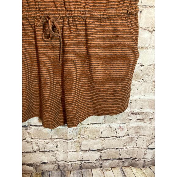 PrAna Romper Womens Large Rust Brown Striped Hemp & Organic Cotton Lightweight - Picture 8 of 15